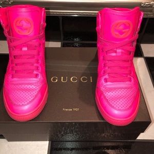 GUCCI - Neon Pink High Top sneakers - Size 6